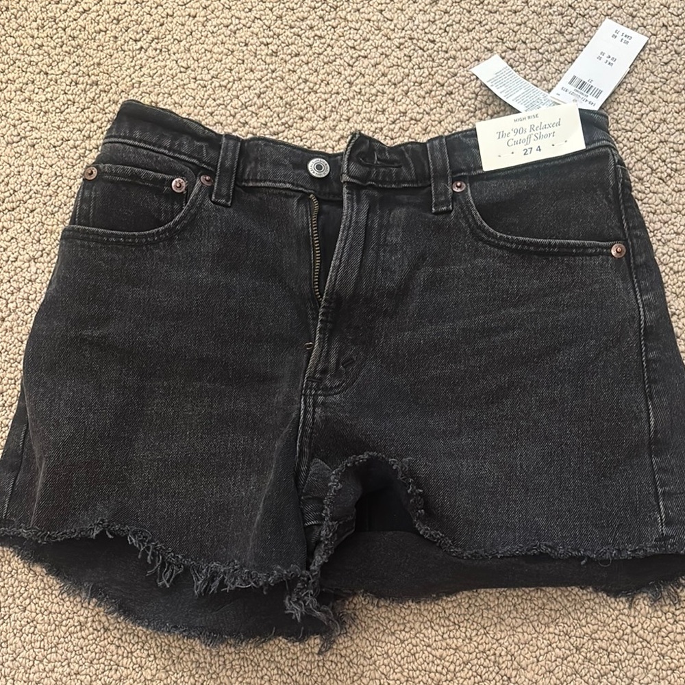 Abercrombie & Fitch Black Jean Shorts Distressed Cut-Off Style